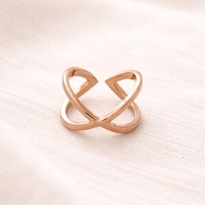 Rose Gold Adjustable Infinity X Ring – Open Crossover Band